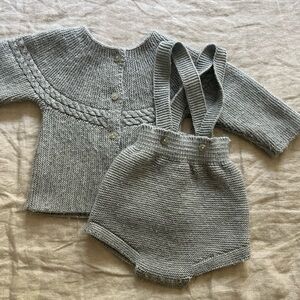 Grey Elephant Sweater Set, 6-12oz, grey